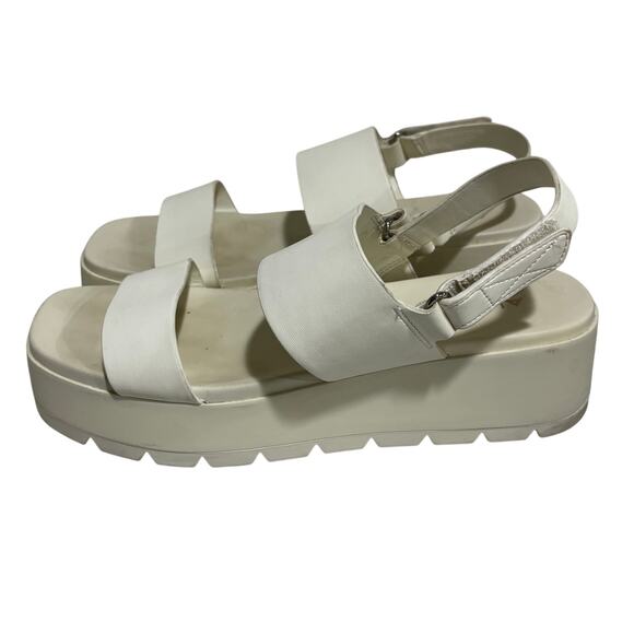 ALDO white faux leather platform sandals casual beachy adjustable comfort US 9M - Picture 6 of 9